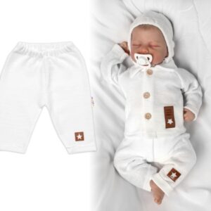 Pletené kalhoty Hand Made Boy, Baby Nellys, bílé