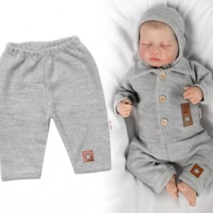 Pletené kalhoty Hand Made Boy, Baby Nellys, šedé