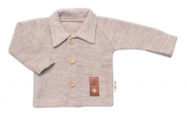 Pletený svetřík s knoflíčky Boy, Baby Nellys, béžový, vel. 68 - Image 2