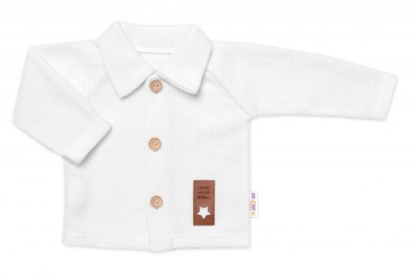 Pletený svetřík s knoflíčky Boy, Baby Nellys, bílý, vel. 74 - Obrázek 2