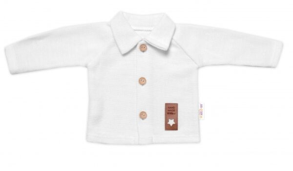 Pletený svetřík s knoflíčky Boy, Baby Nellys, bílý, vel. 74 - Obrázek 3