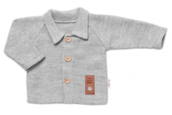 Pletený svetřík s knoflíčky Boy, Baby Nellys, šedý, vel. 68 - Image 2