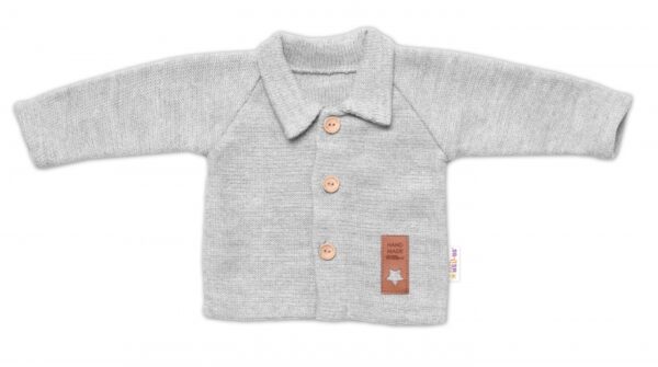Pletený svetřík s knoflíčky Boy, Baby Nellys, šedý, vel. 68 - Image 3