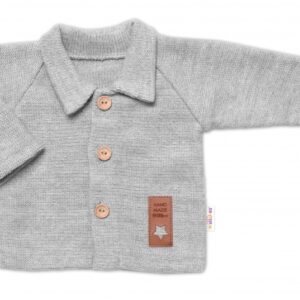 Pletený svetřík s knoflíčky Boy, Baby Nellys, šedý, vel. 74