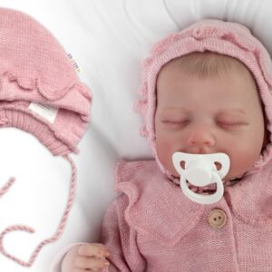 Pletená čepička na zavazování bonetka Girl, Hand Made Baby Nellys, pudrová, růžová