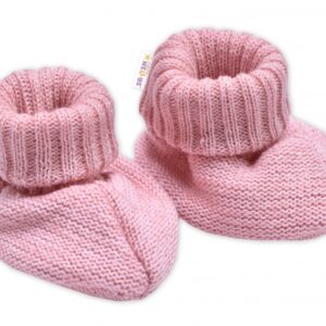 Pletené botičky/capáčky STAR Hand Made Baby Nellys, pudrově růžové