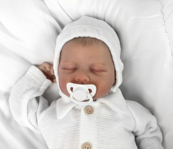 Pletená čepička na zavazování bonetka Boy, Hand Made Baby Nellys, bílá, vel. 68/74 - Obrázek 3