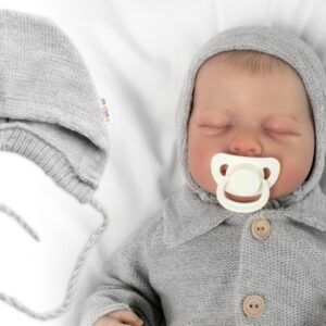 Pletená čepička na zavazování bonetka Boy, Hand Made Baby Nellys, šedá