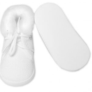 Kojenecké capáčky/botičky na šněrování s kožíškem, Baby Nellys, bílé