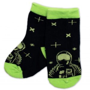 Dětské bavlněné ponožky Kosmonaut - černé, vel. 19/22