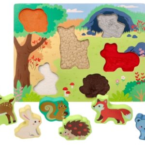 Dřevěné zábavné vkládací puzzle Adam Toys, lesní zvířátka 3D