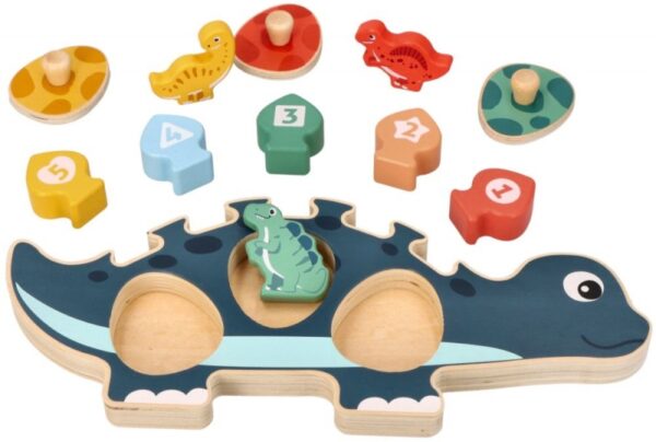 Edukační hračka puzzle s čísly, Adam Toys, Dinosaurus maminka - modrý - Obrázek 4