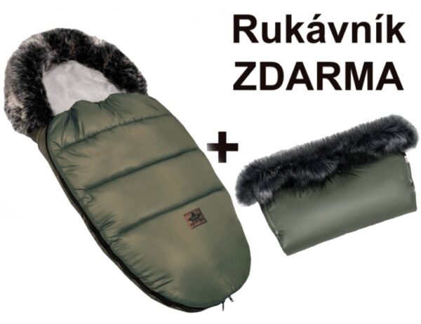 Zimní fusak s kožešinou + rukávník zdarma, Baby Nellys, 50 x 100cm, olivový - Obrázek 7
