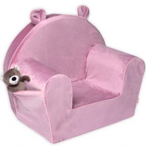 Dětské křesílko Teddy Velvet s boční kapsou Baby Nellys, růžové, starorůžová