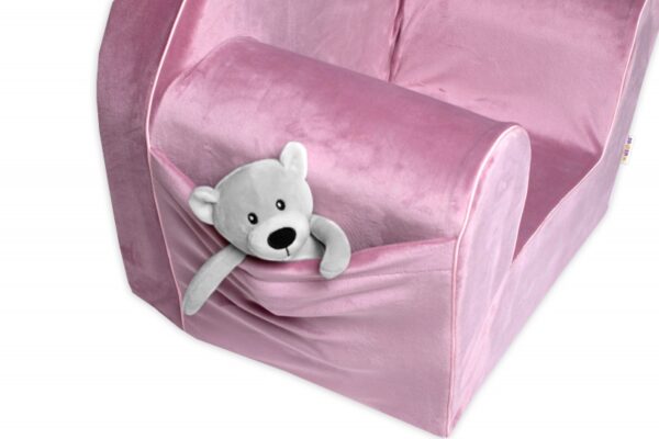 Dětské křesílko Teddy Velvet s boční kapsou Baby Nellys, růžové, starorůžová - Image 3