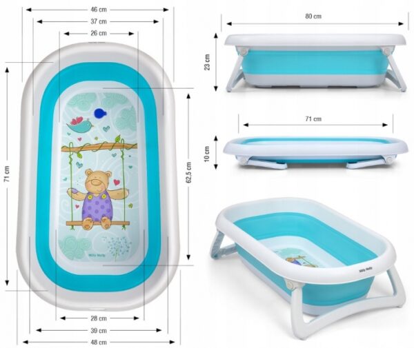 Skládací dětská vanička Medvídek Aqua - modrá - Obrázek 2