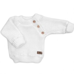 Pletený svetřík pro miminko s knoflíčky Lovely, prodloužené náplety, bílý, 68/74