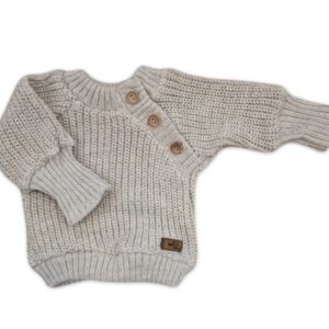 Pletený svetřík pro miminko s knoflíčky Lovely, prodloužené náplety, sv. šedý, 80/86