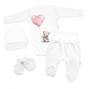 Sada do porodnice pro miminko 4D Teddy Love - bílá/růžová, rozm. 56