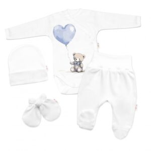 Sada do porodnice pro miminko 4D Teddy Love - bílá/modrá, rozm. 56
