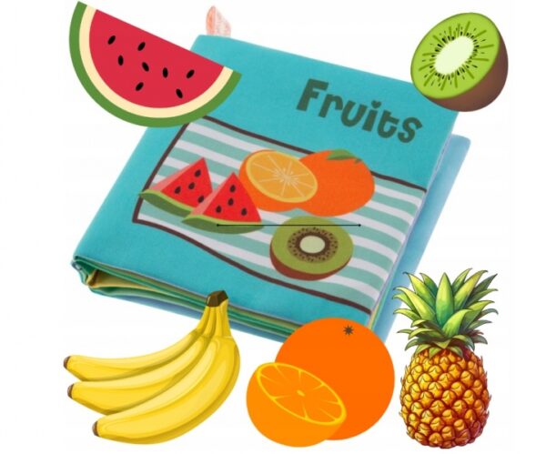Měkká, šustící, kontrastní knížka pískací - Fruits - Obrázek 3
