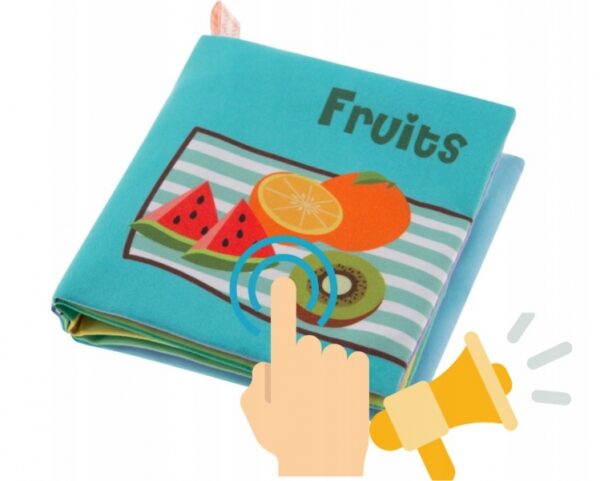 Měkká, šustící, kontrastní knížka pískací - Fruits - Obrázek 4