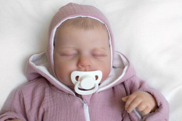 Mušelínová čepička na zavazování bonetka Girl, Hand Made, pudrová, růžová, vel. 56 - Image 3