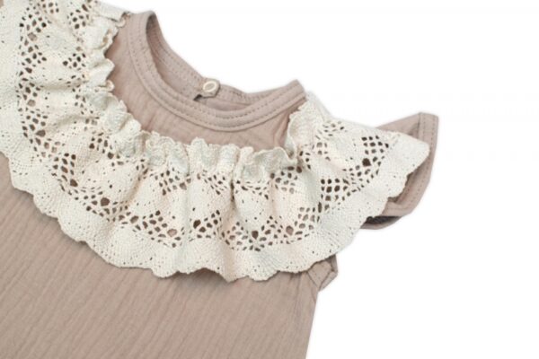 Body s nohavičkami, mušelín s krajkou BOHO - béžové, vel. 68 - Image 5