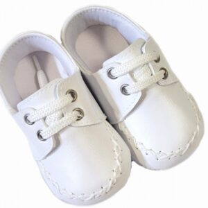 Kojenecké capáčky, botičky se šněrováním, Boy, bílé, 6-12 m