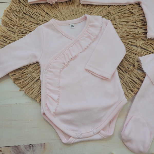 4-dílná bavlněná sada pro miminko do porodnice, sv. růžová, vel. 56 - Obrázek 4