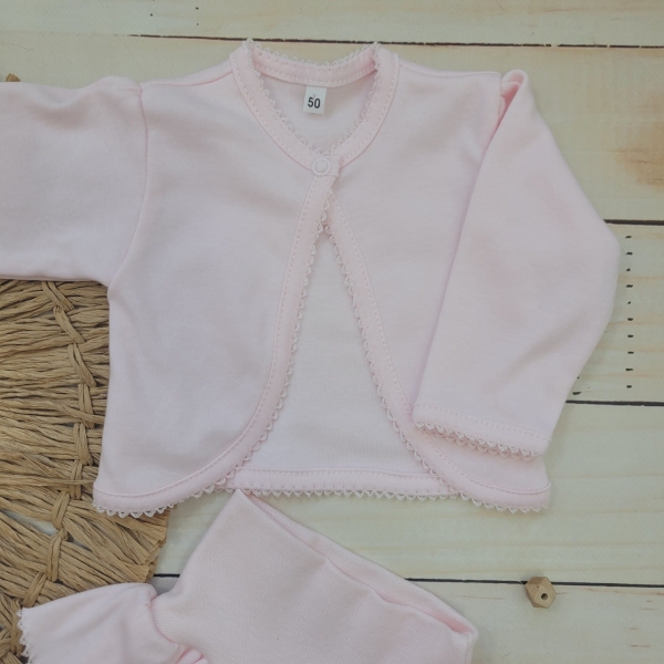 4-dílná bavlněná sada pro miminko do porodnice, sv. růžová, vel. 56 - Obrázek 6