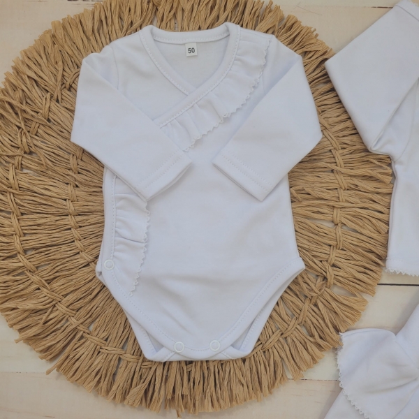 4-dílná bavlněná sada pro miminko do porodnice, bílá, vel. 62 - Obrázek 3