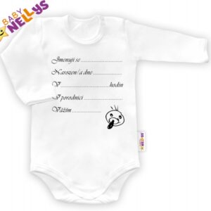 Body dl. rukáv vel. 80, Baby Nellys ® - bílé - Narodil jsem se...