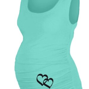 Be MaaMaa Top, tílko Dana s potiskem Srdíček - máta, vel. L/XL
