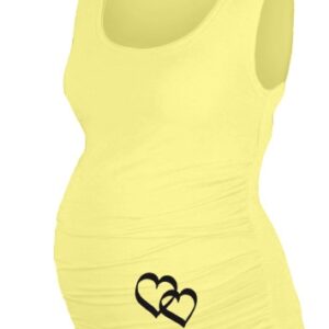 Be MaaMaa Top, tílko Dana s potiskem Srdíček - žluté, vel. L/XL