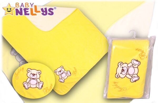 Baby Nellys  Deka/dečka froté/velur - Medvídek Teddy Bear - krémová