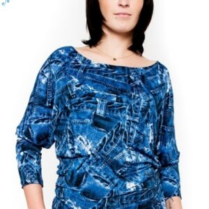 Be MaaMaa Těhotenské stylové triko, halenka s JEANS vzorem, vel. L/XL