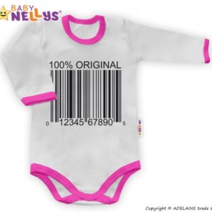 Baby Nellys Body dlouhý rukáv 100% ORIGINÁL - šedé/růžový lem, vel. 86