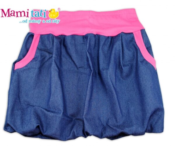 Mamitati Balónová sukně NELLY  - jeans denim granát/ růžové lemy,vel. XL/XXL