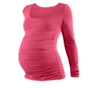 JOŽÁNEK Těhotenské triko JOHANKA s dlouhým rukávem - lososově růžová, vel. L/XL