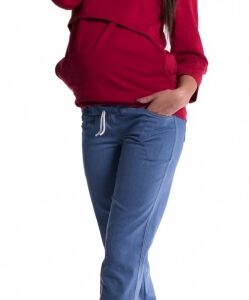 Be MaaMaa Těhotenské kalhoty - světlý jeans, vel. XL