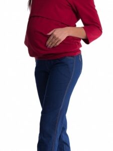 Be MaaMaa Těhotenské kalhoty - tmavý jeans, vel. M