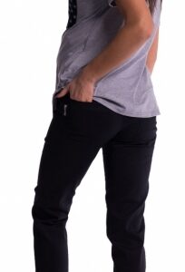 Be MaaMaa Těhotenské kalhoty s mini těhotenským pásem - černé, vel. XXL