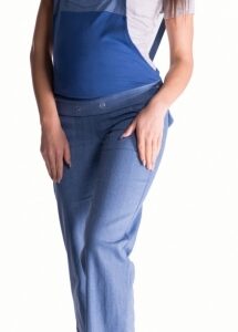 Be MaaMaa Těhotenské kalhoty s láclem - světlý jeans, vel. XXL