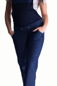 Be MaaMaa Těhotenské kalhoty s láclem - tmavý jeans