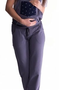 Be MaaMaa Těhotenské teplákové zahradníky - metalická ocel, vel. XL