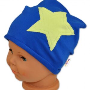 Bavlněná čepička Stars Baby Nellys ® - tm. modrá