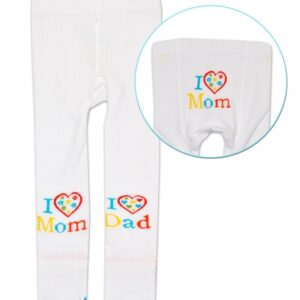 Bavlněné punčocháče Baby Nellys ® - I love Mom, I love Dad - bílé, 80/86