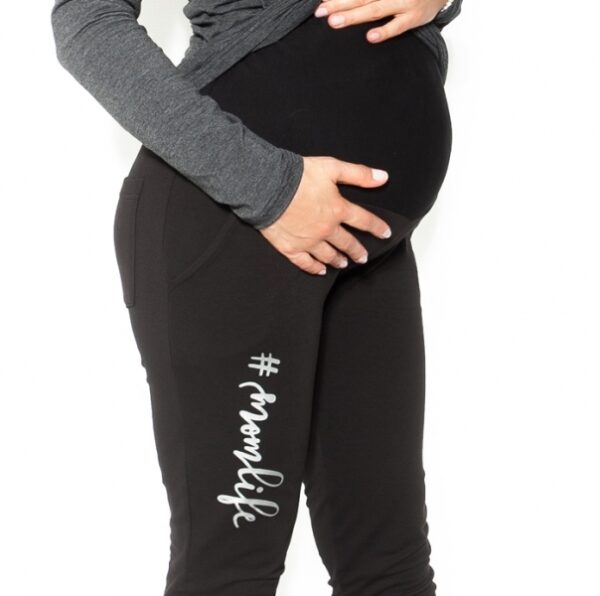 Be MaaMaa Těhotenské tepláky,kalhoty MOM life - černé - L - Image 5