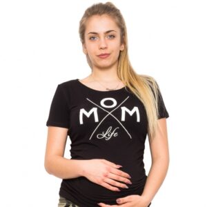 Be MaaMaa Těhotenské triko Mom Life - černá, vel. XL